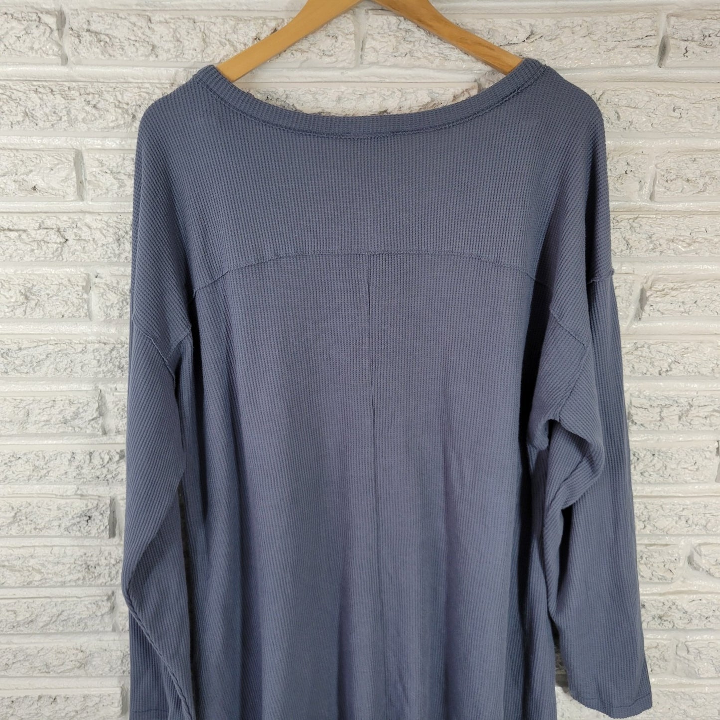 Ocean Coast Women Dress 2X Plus Sweater Mini Blue Waffle Knit Pocket Button Up