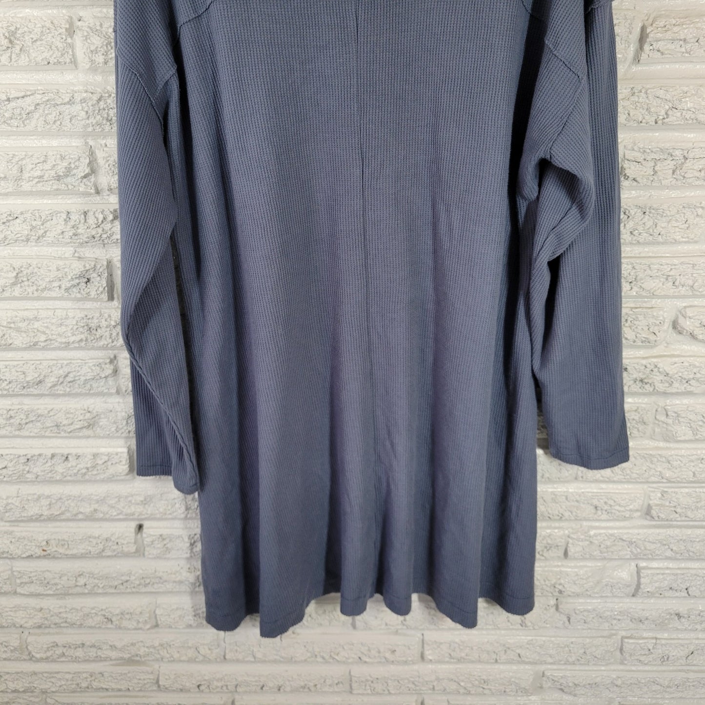 Ocean Coast Women Dress 2X Plus Sweater Mini Blue Waffle Knit Pocket Button Up