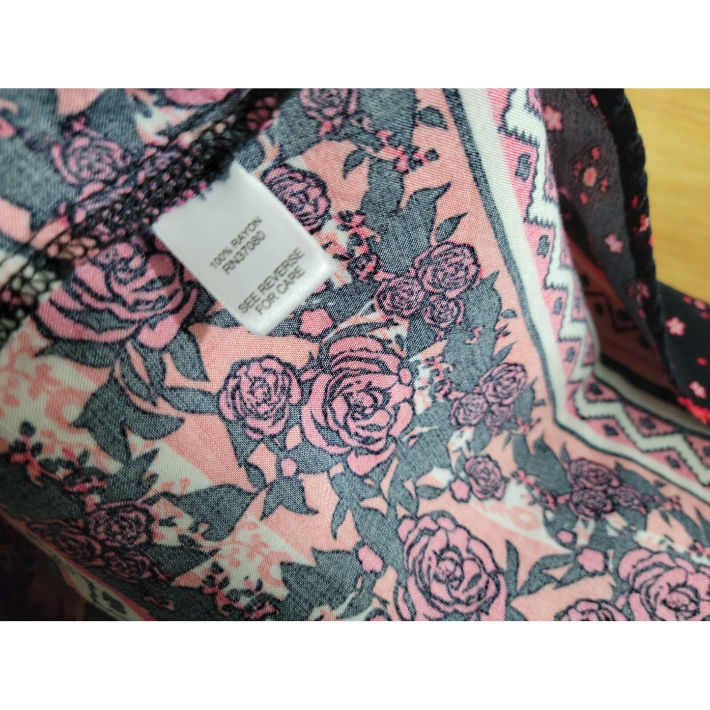 Cato Womens Top 18W 20W Plus Tunic Lace Sleeve Black Floral Asymmetric Rayon