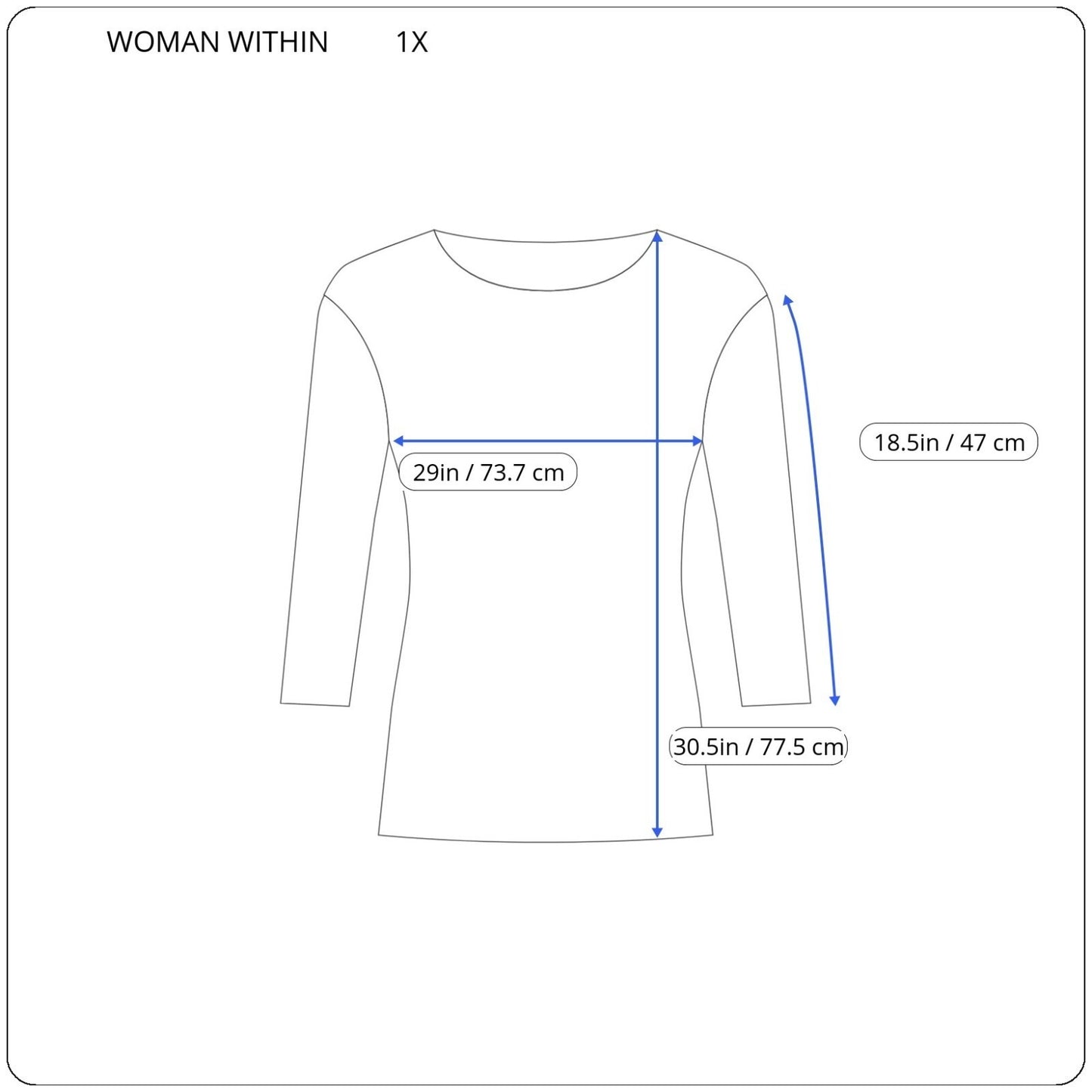 Woman Within Womens Top 1X Plus Tunic Blue Bell Sleeve Lightweight Sheer Studded