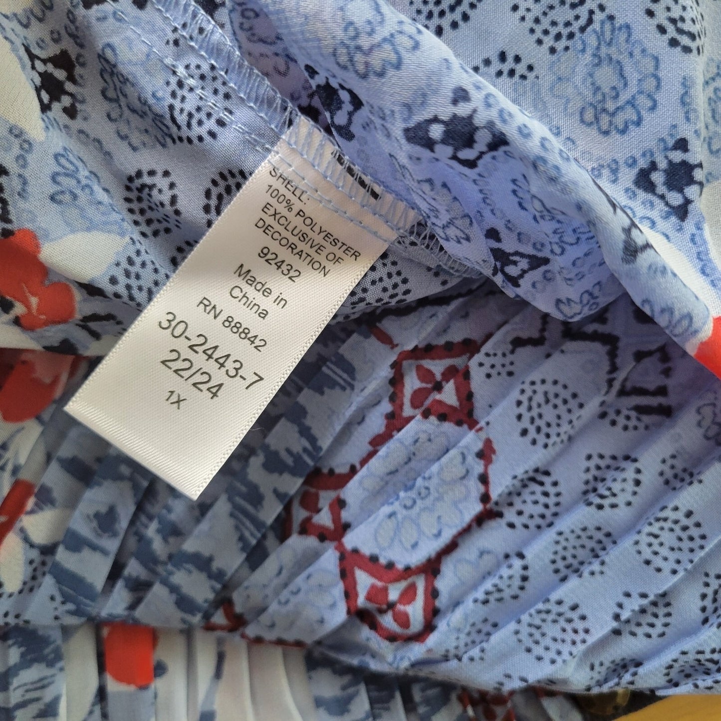 Woman Within Womens Top 1X Plus Tunic Blue Bell Sleeve Lightweight Sheer Studded