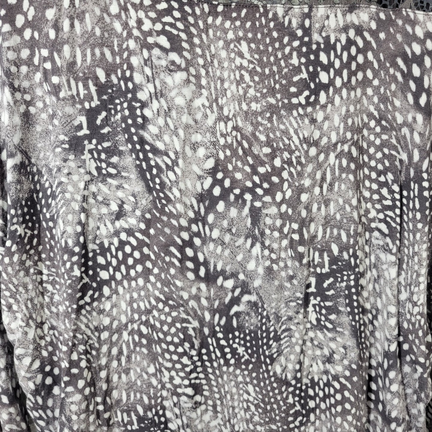 Maurices Womens Top 3 3X Short Sleeve Gray Animal Print Lightweight Lace Back