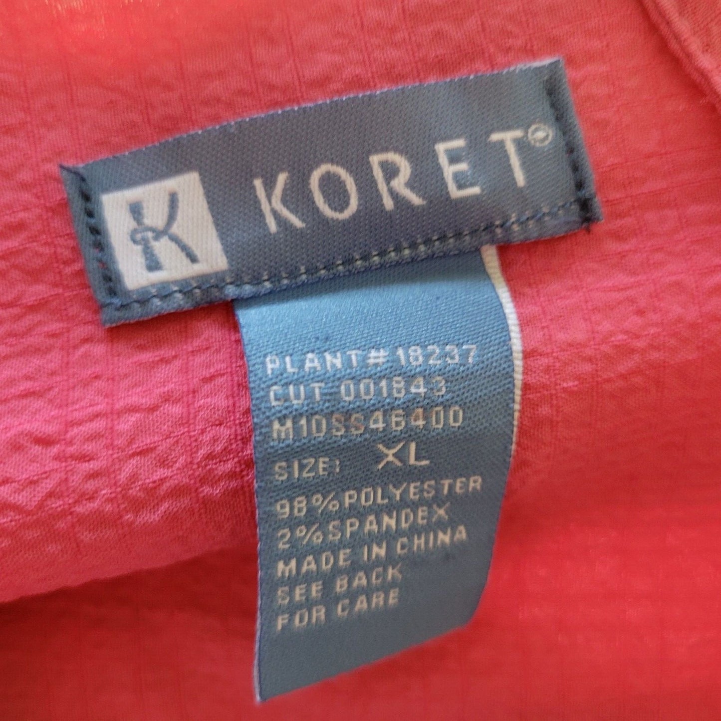 Koret Womens Top XL Roll Tab Sleeve Pink Poly Blend Lightweight Sheer Pintuck