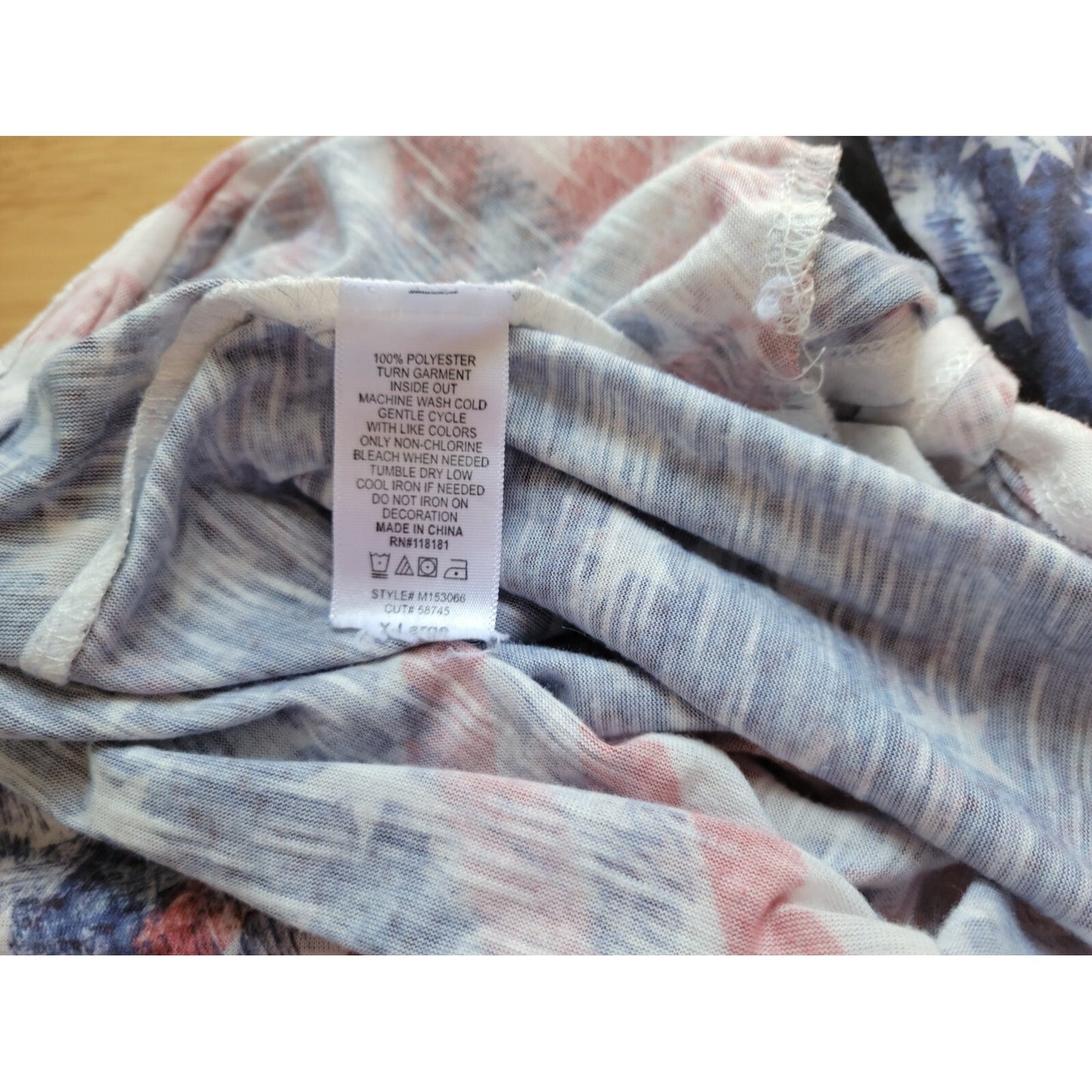 Patriotic BLEU Womens Top XL Tee Fourth of July Flag Studded Casual Cap Sleeve