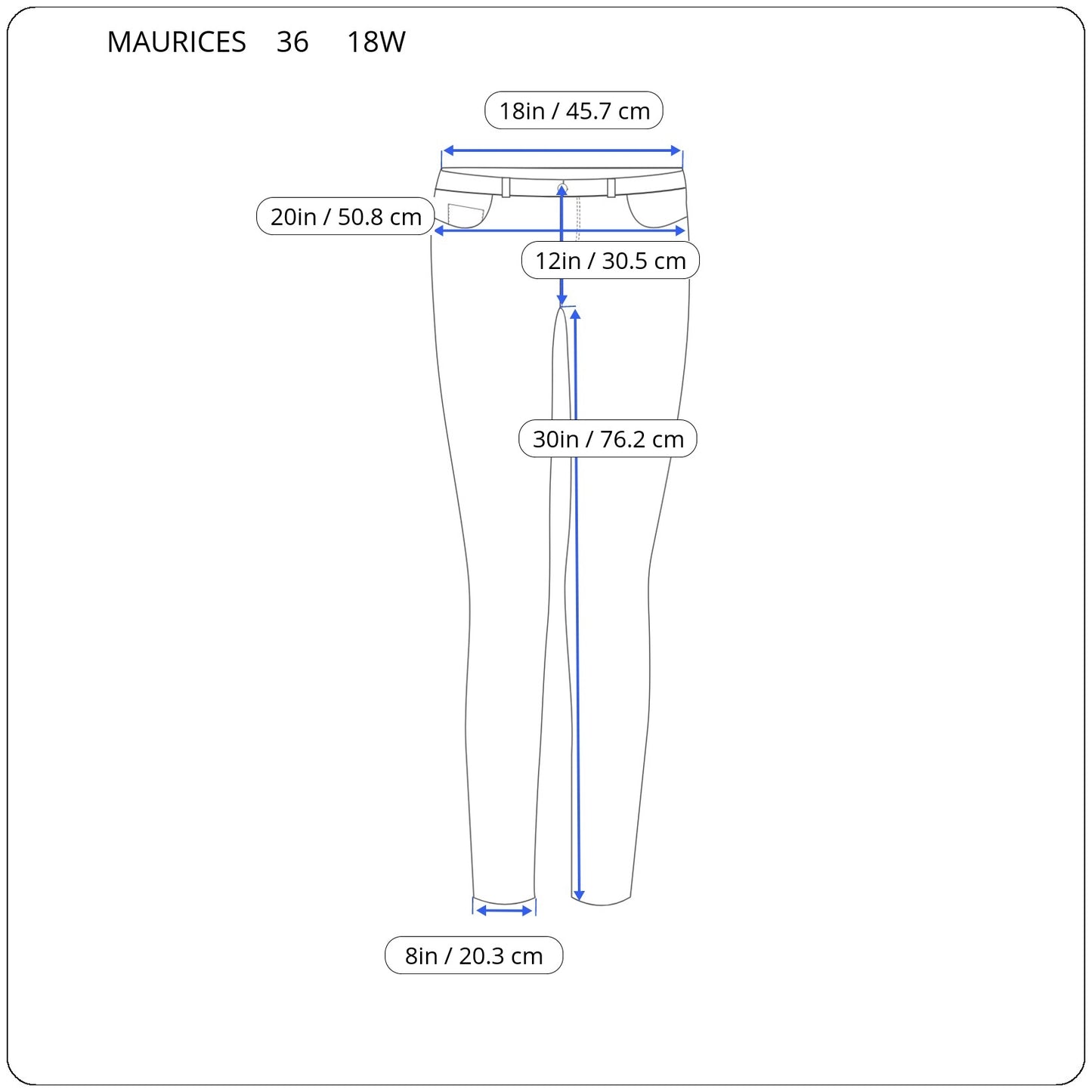 M Jeans Maurices 18W Curvy High Rise Dark Blue Denim Stretch SL40E