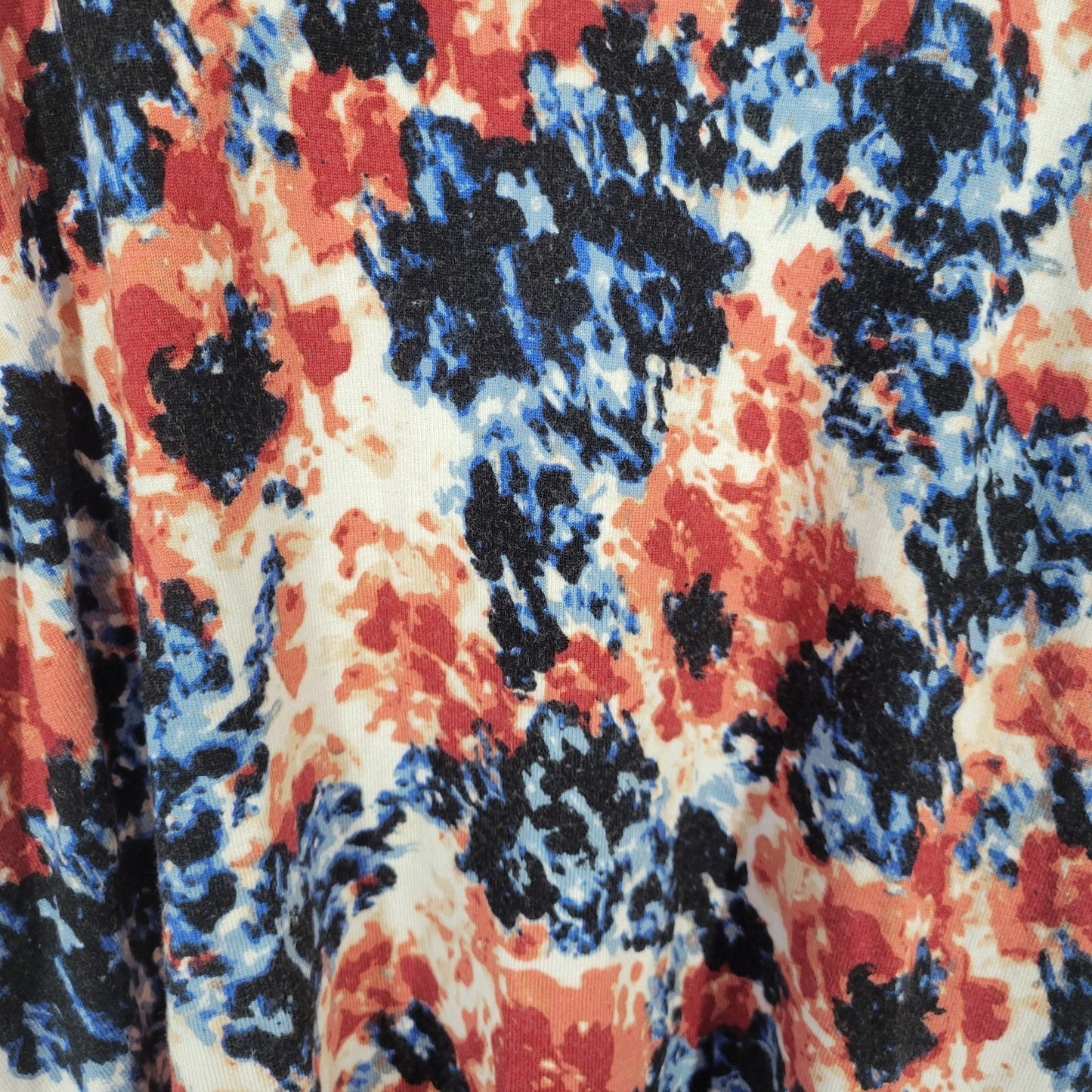 Dress Barn Womens Top 3X Plus 3/4 Sleeve Blue Red Watercolor