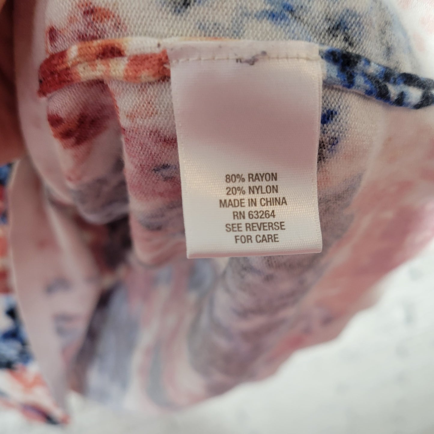 Dress Barn Womens Top 3X Plus 3/4 Sleeve Blue Red Watercolor