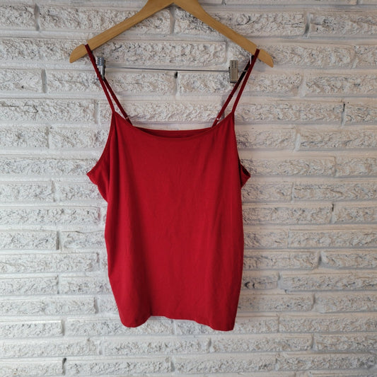 Time Tru Womens Top XXL 20 Plus Camisole Adjustable Spaghetti Lightweight Red