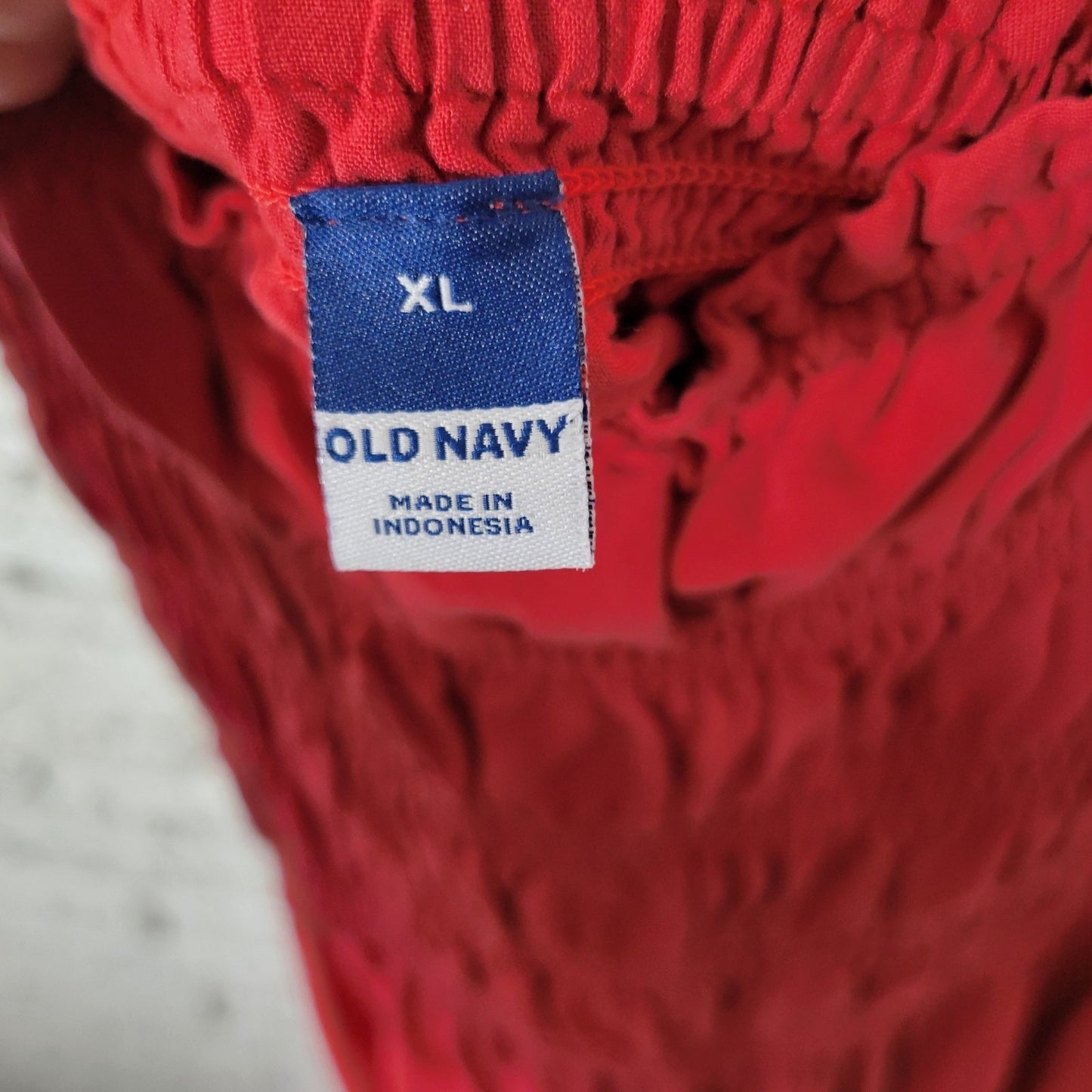 Old Navy XL Red Slip Dress Midi Pockets Smocked Square Neck Spaghetti Strap