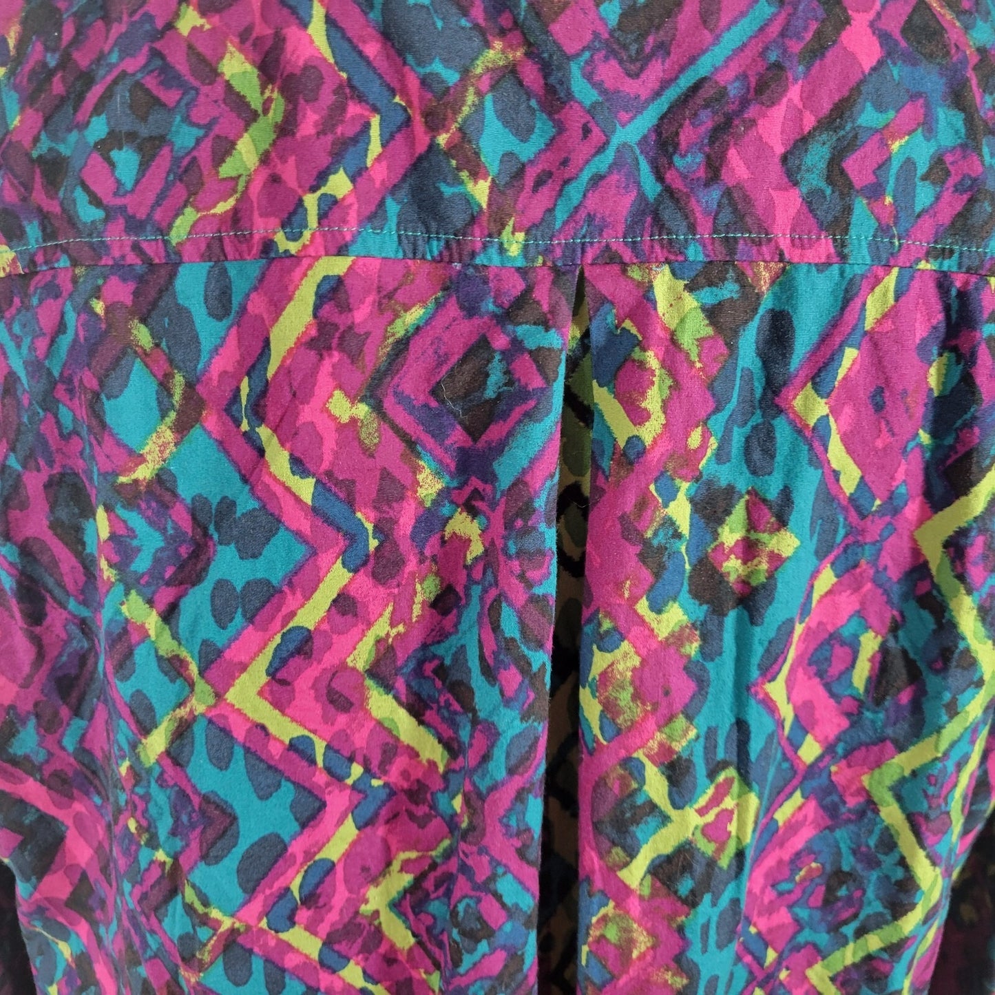Westbound Women's XL Purple Geometric Cotton Blend Button-Up Top Fitted Sleeve