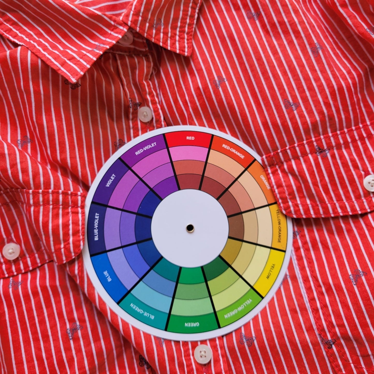 St Johns Bay Womens Top 2X Plus Long Sleeve Red Stripe Button Up Butterflies