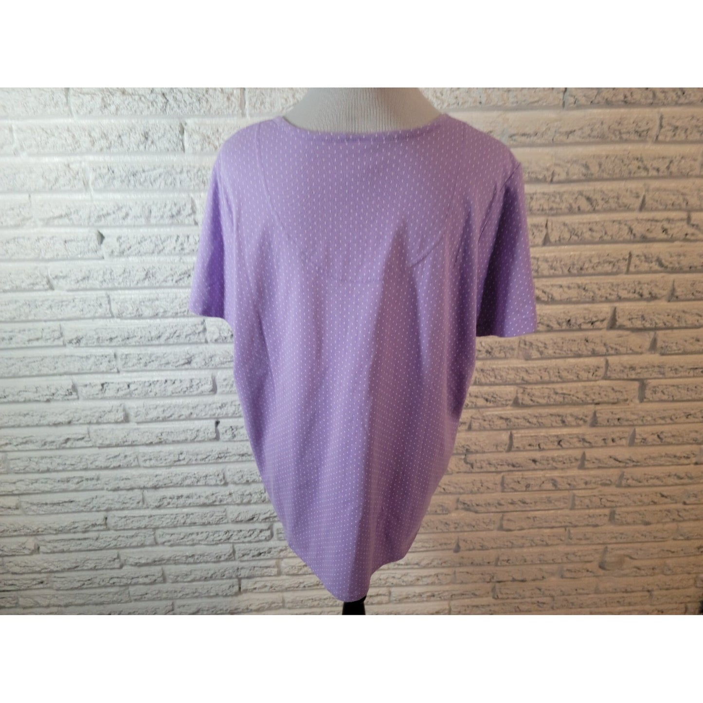 Essentials by Maggie 14W/16W Top Lavender Polka Dot Button-Up Pockets GEO353E