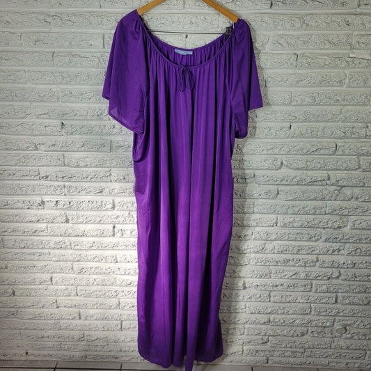 Only Necessities Womens Nightgown 3X 30 32 Purple Nylon Lightweight Loungewear