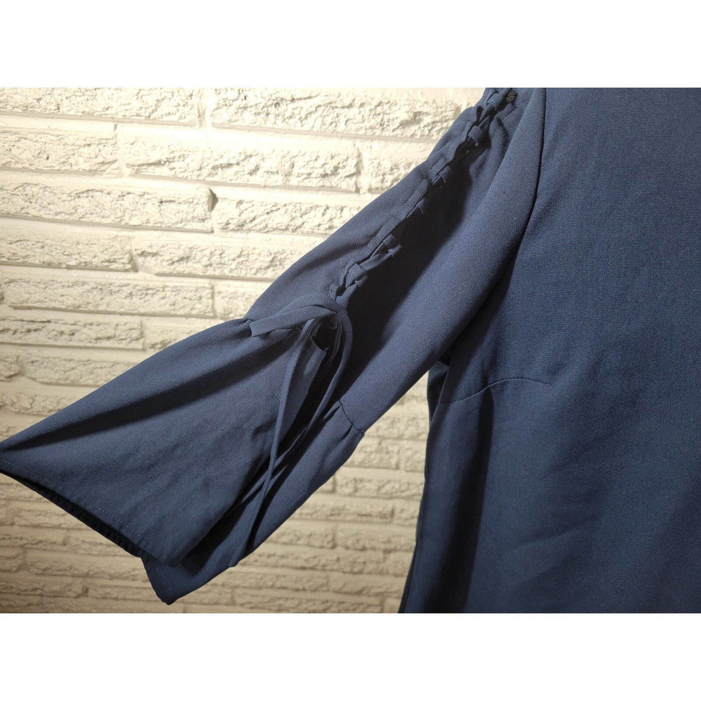 Time Tru Womens Top Extra Large 16 18 XL Bell Lace Up Sleeve Blue  Polyester