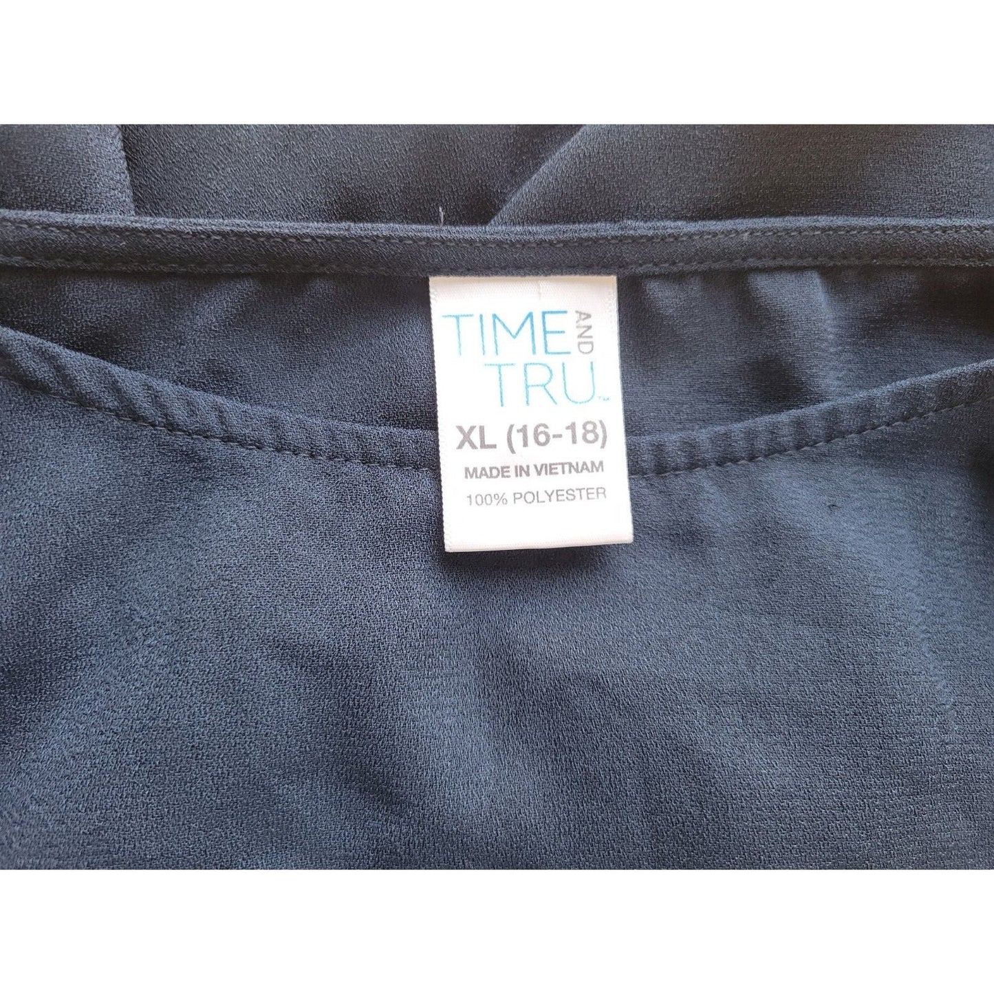 Time Tru Womens Top Extra Large 16 18 XL Bell Lace Up Sleeve Blue  Polyester