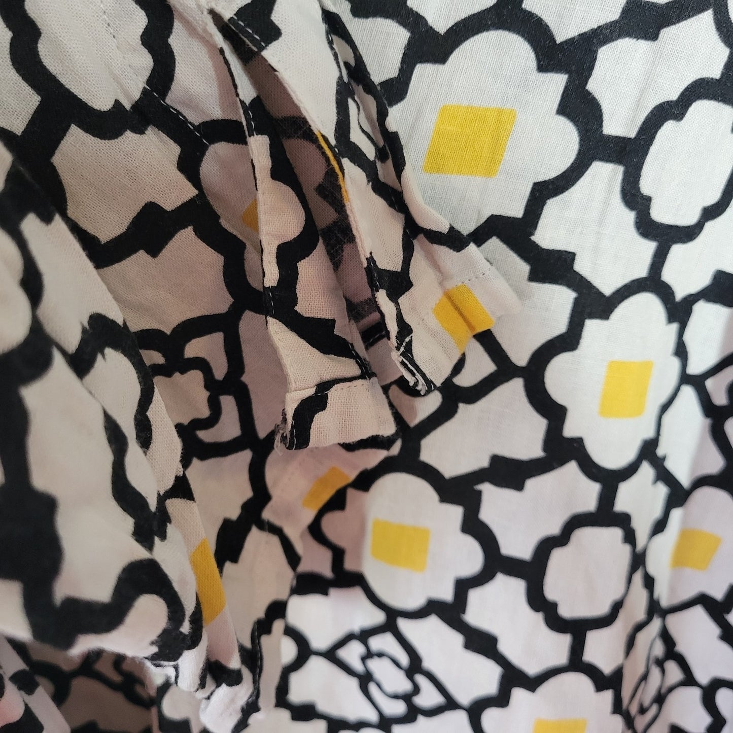 Carole Little Womens Top 3X Plus Split Sleeve Yellow Black Geometric Embroidered