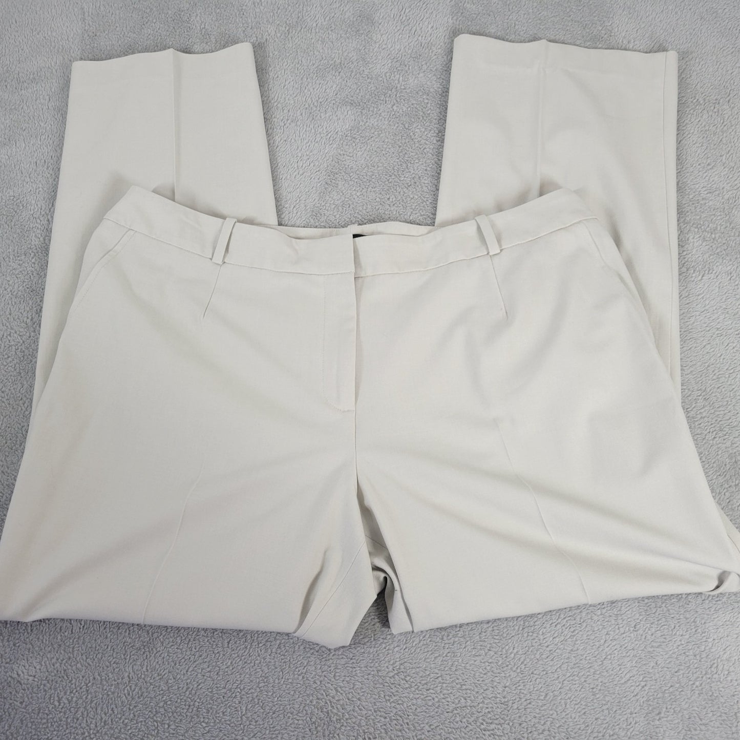Talbots Womens Pants 20W Plus Heritage Straight Leg Buttery Off White Zip Office