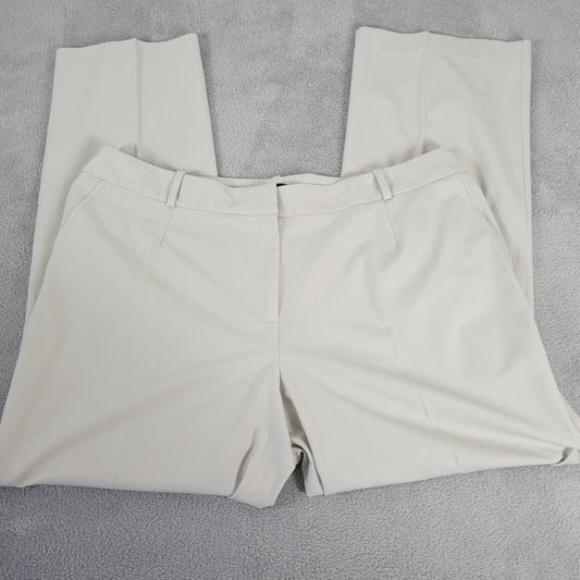 Talbots Womens Pants 20W Plus Heritage Straight Leg Buttery Off White Zip Office