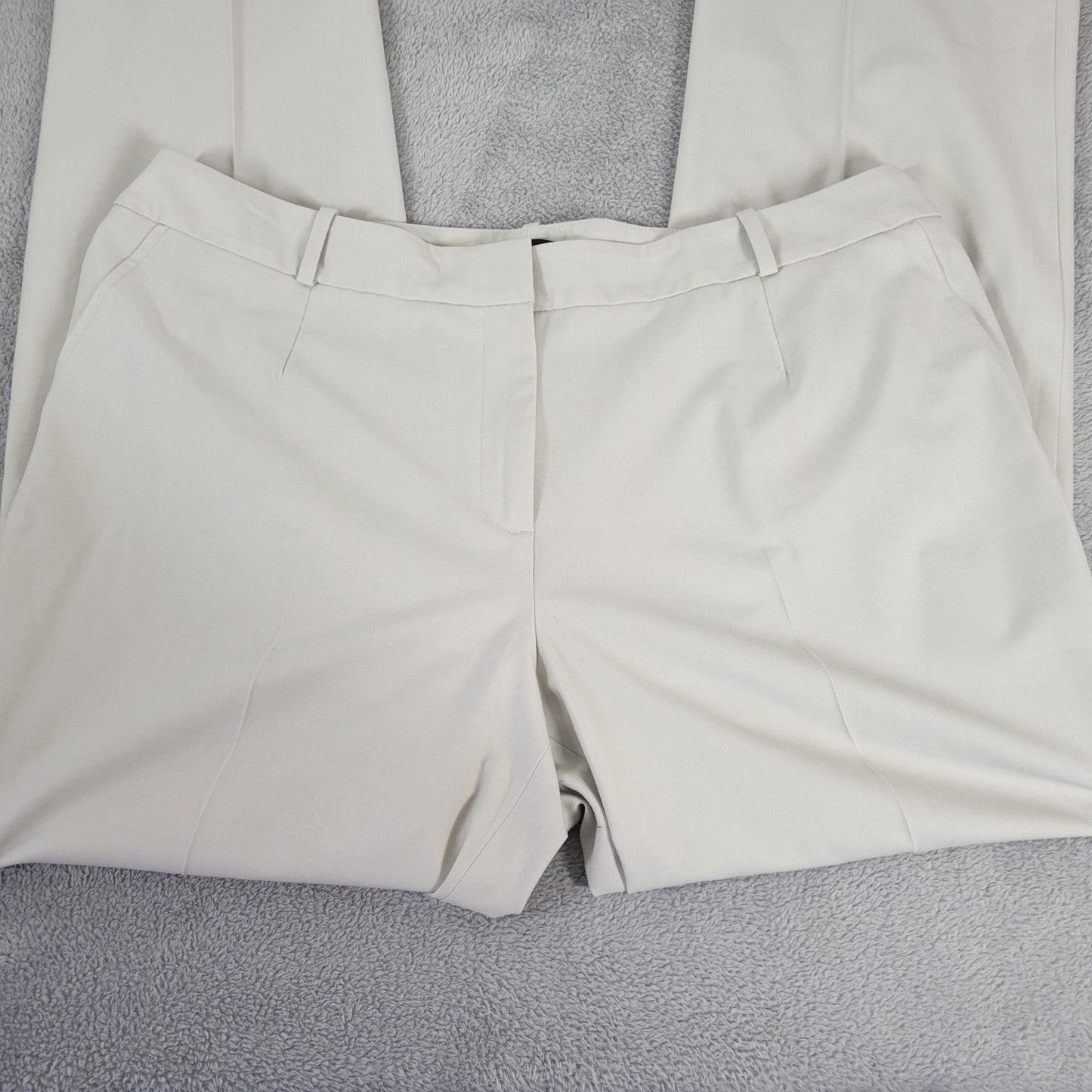 Talbots Womens Pants 20W Plus Heritage Straight Leg Buttery Off White Zip Office