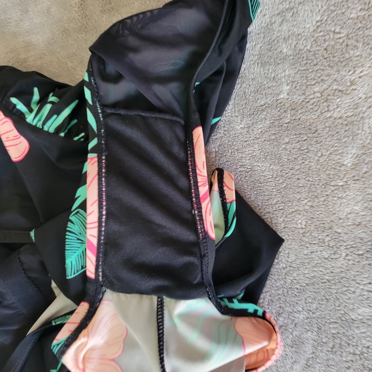 Crane Womens Swimsuit XXL Plus One Piece Halter Keyhole Pink Black Floral Bra