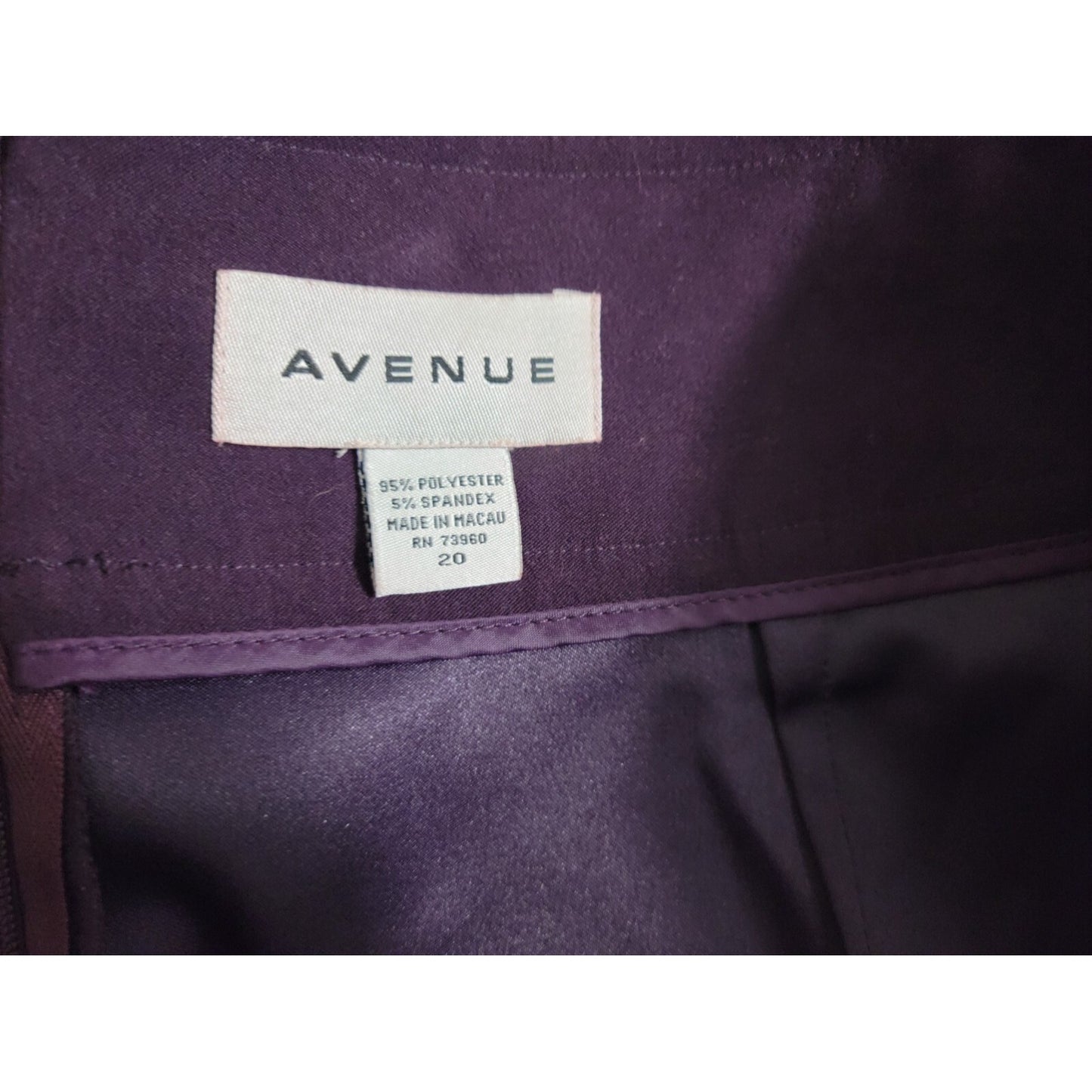 Avenue Women Skirt 20 Plus Mini Pencil Straight Velour Slit Purple Office Casual