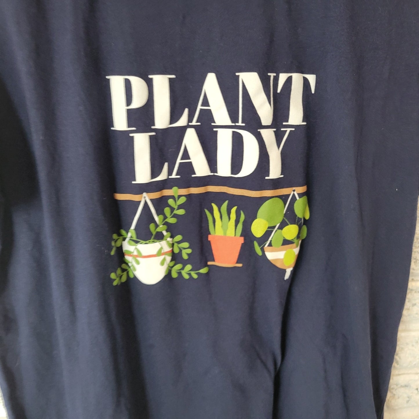 Lularoe Womens Top Extra Large XL Tee Short Sleeve Plant Lady Blue Gardening