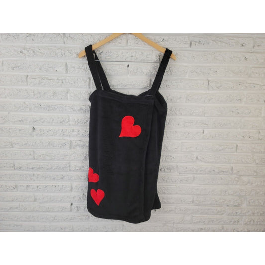 Just Love Womens Swim Coverup 2X Mini Wrap Flannel Black Heart Sleeveless Pool