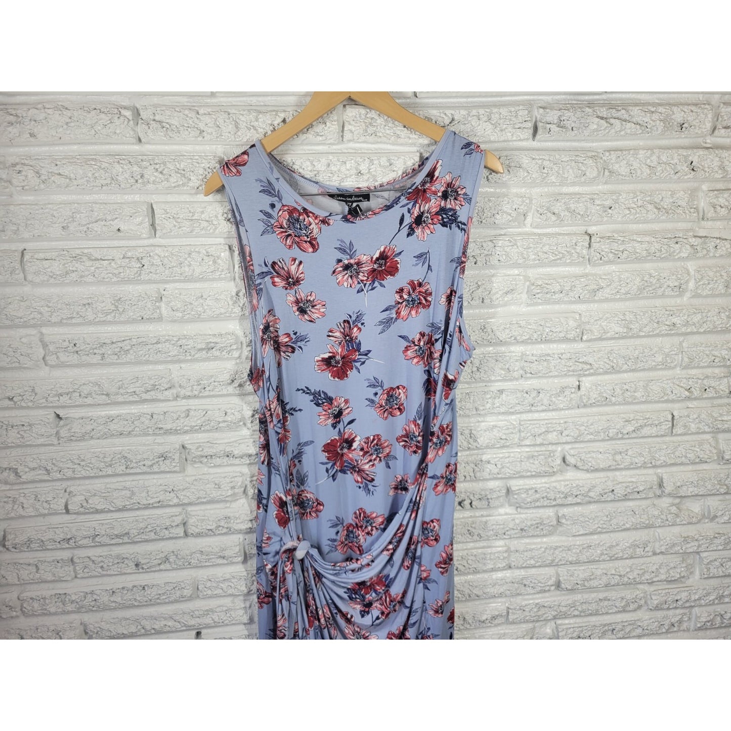 Alison Andrews Womens Dress 2X Plus Wrap Sleeveless Blue Floral Rayon Blend