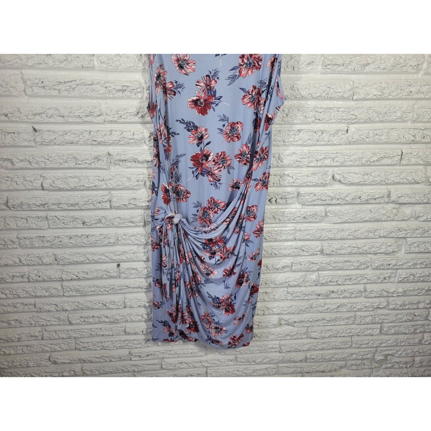 Alison Andrews Womens Dress 2X Plus Wrap Sleeveless Blue Floral Rayon Blend