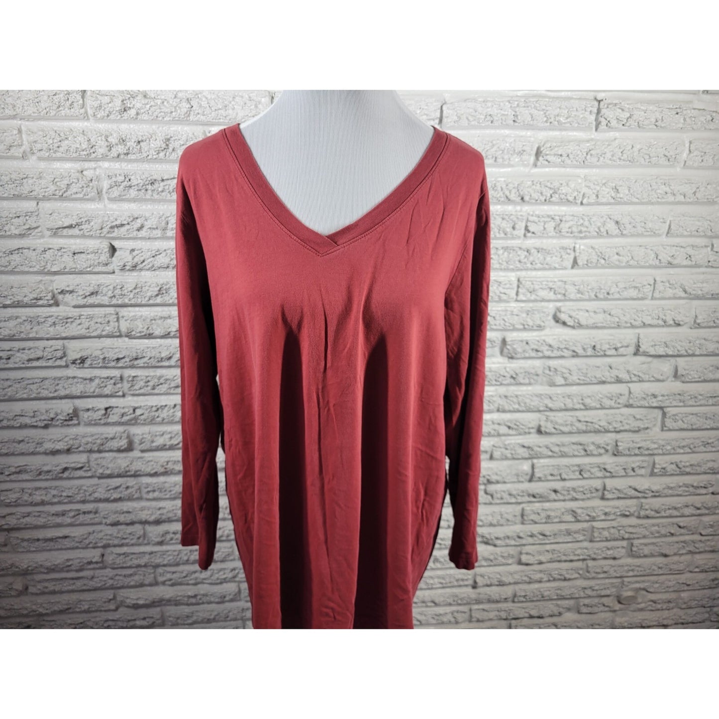 Roamans Womens Top 1X Tee Tunic 3/4 Sleeve Stretchy Cotton Casual Basic