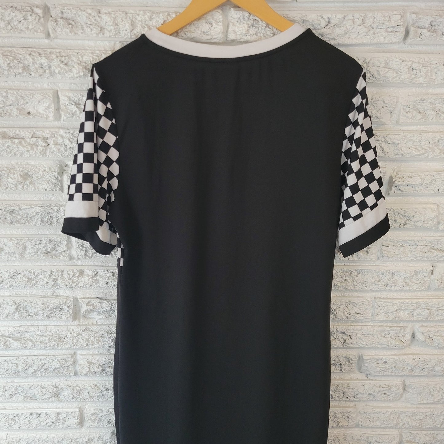 Shein Curve Womens Dress 2XL Plus Mini Short Sleeve Poly Blend Black White Check