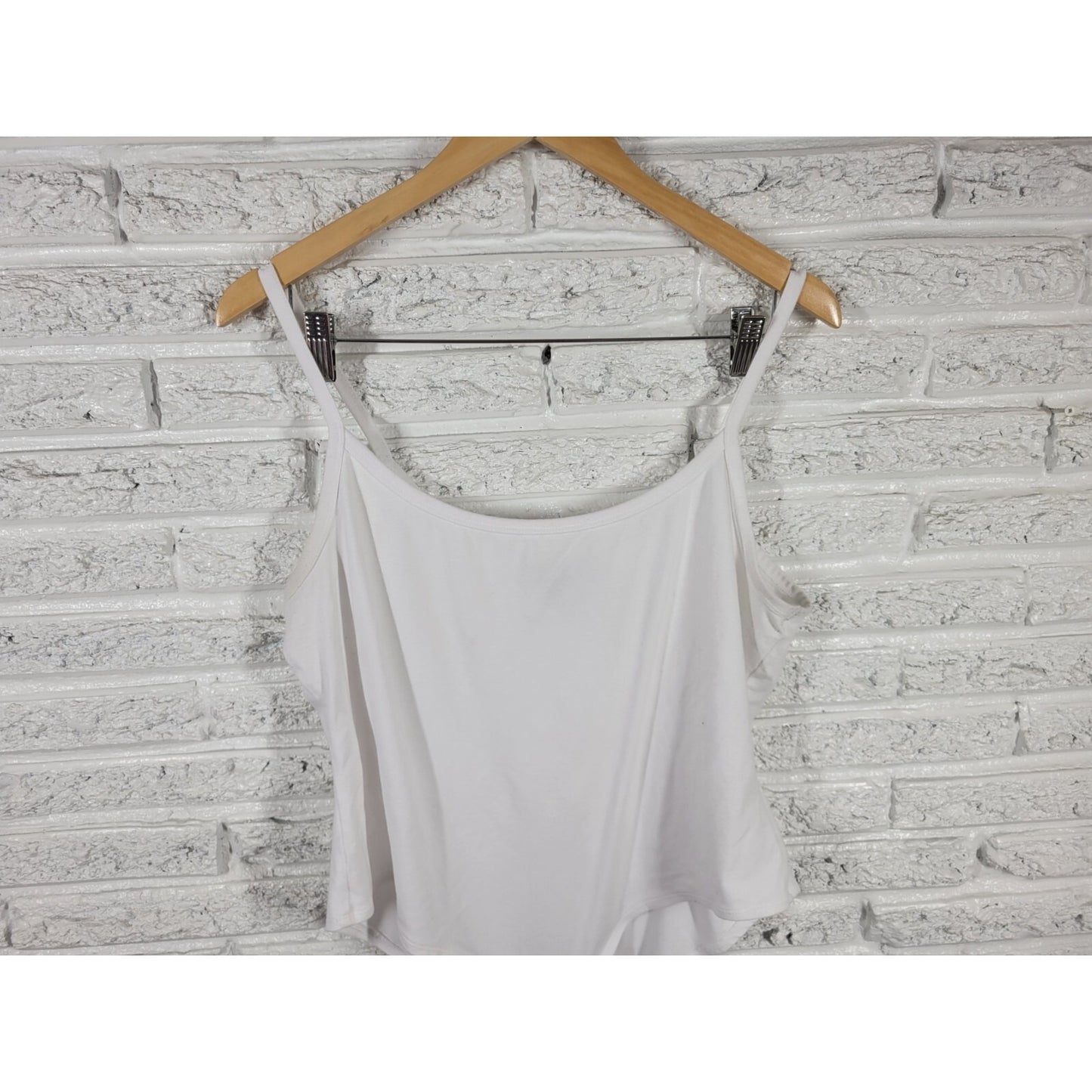 Forever 21 Womens Bodysuit 2X Plus Spaghetti Strap White Snap Cotton Blend