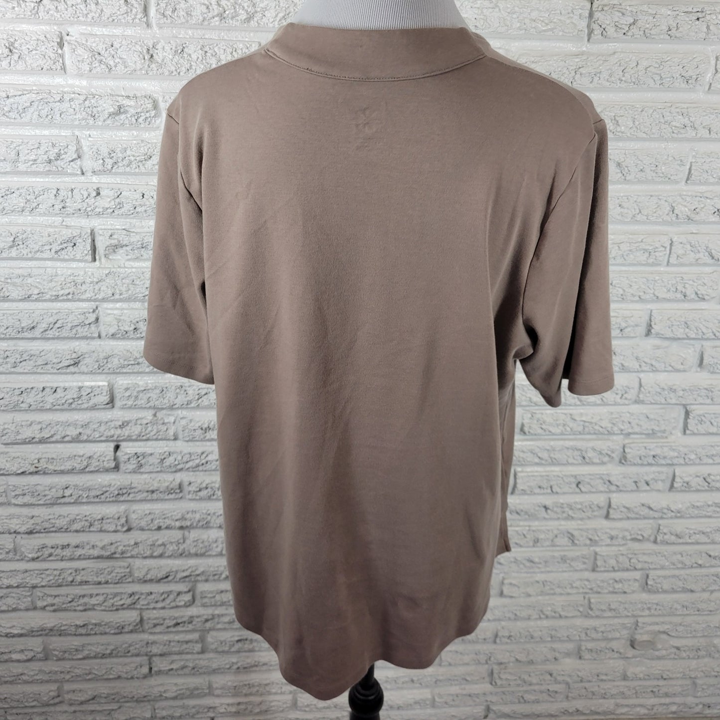 Isaac Mizrahi Live QVC Womens Top XL Tee Short Sleeve Tan Cotton Casual Comfy