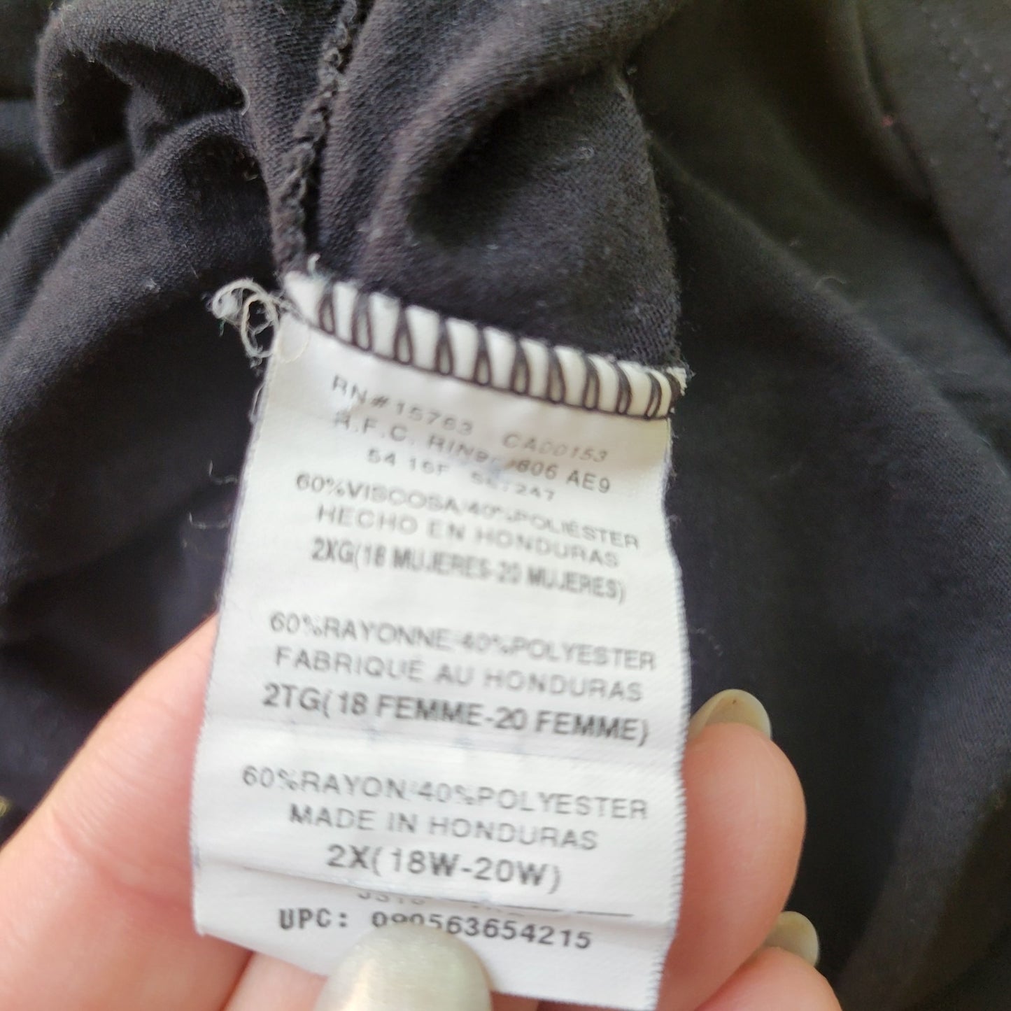 Just My Size Women Top 2X Plus 3/4 Sleeve Black Glitter Polka Dot Keyhole Casual