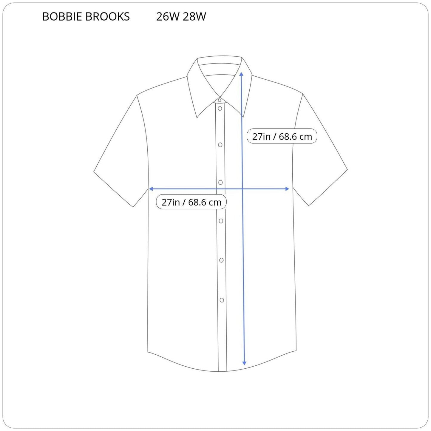 Bobbie Brooks Women Shirt 26W 28W Short Sleeve Blue Patchwork Chambray Button Up