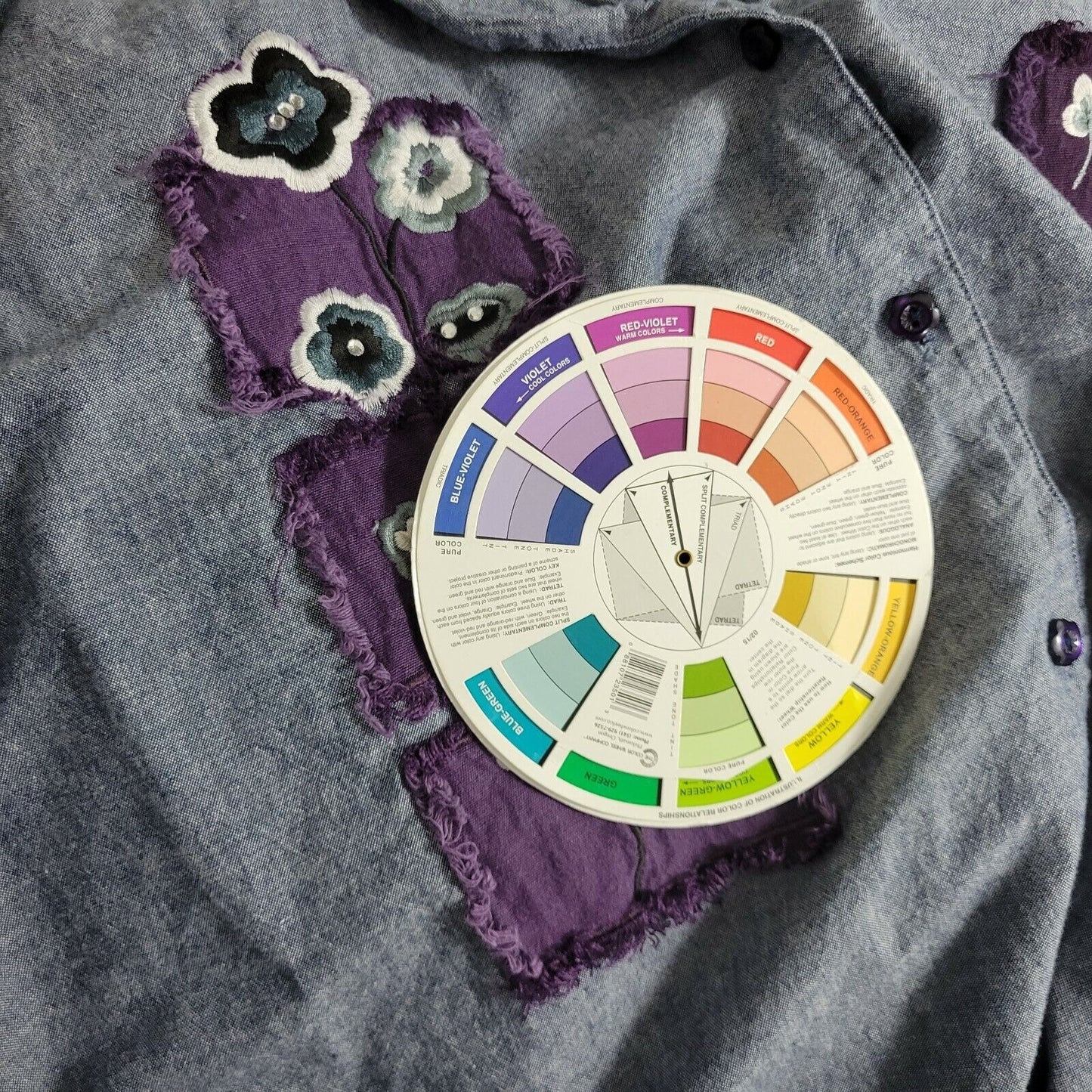 Bobbie Brooks Women Shirt 26W 28W Short Sleeve Blue Patchwork Chambray Button Up