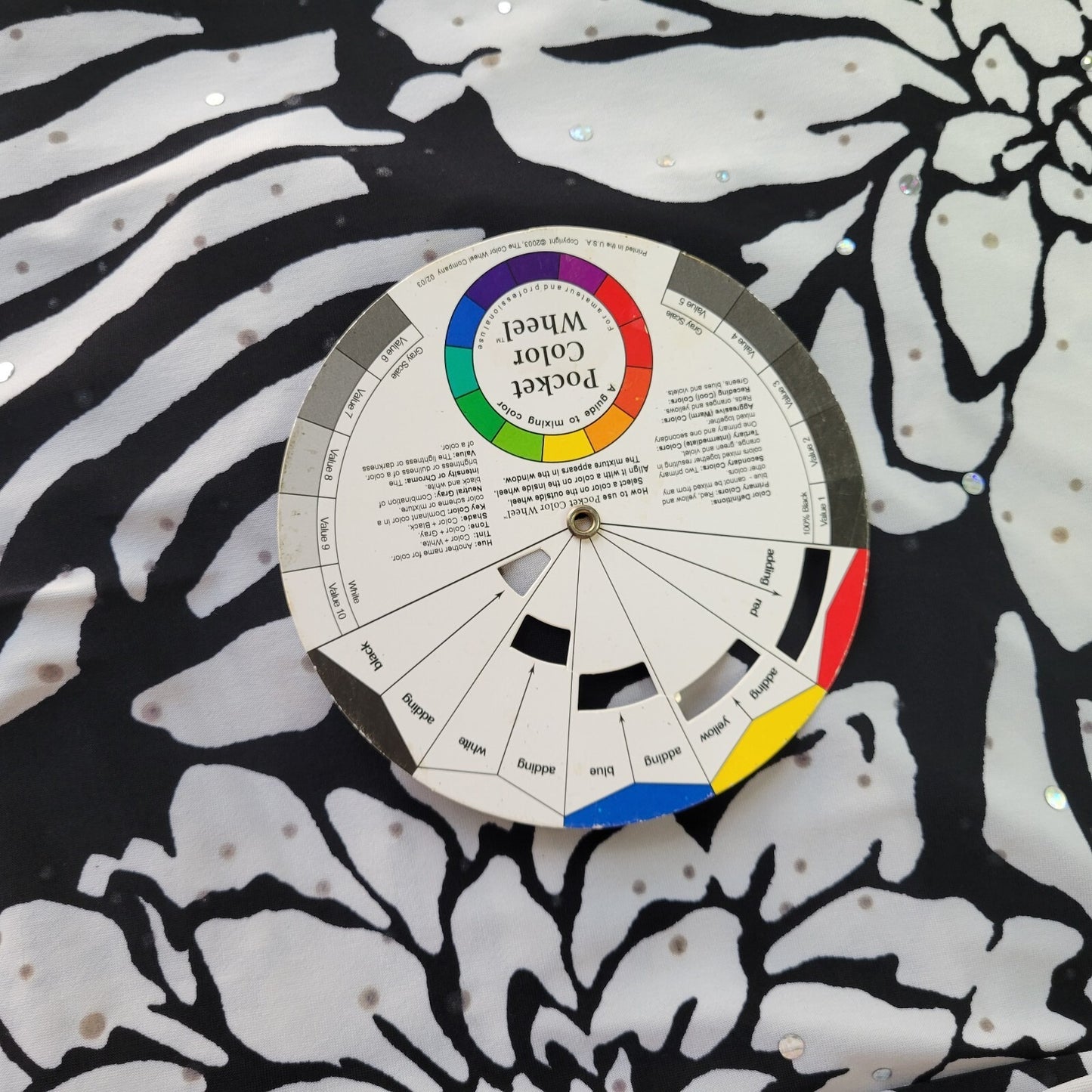 Rebecca Malone Womens Top 1X 3/4 Sleeve Black White Floral Sequins Poly Blend