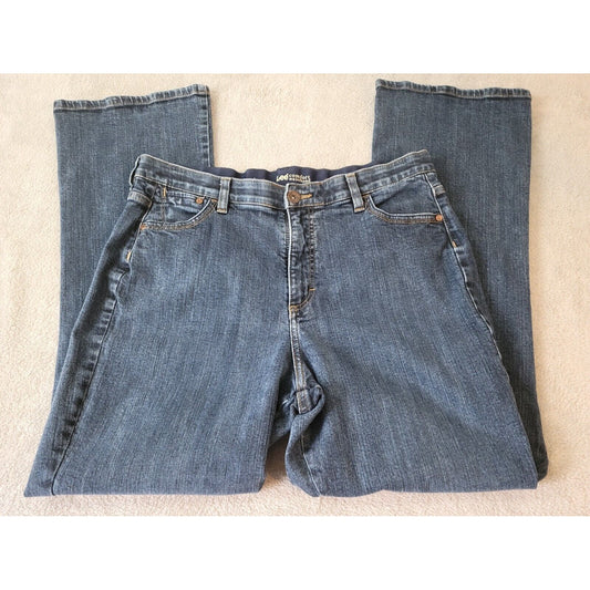Lee Womens Jeans 18M Straight Leg Dark Blue Denim Elastic Waist Zip Fly Stretchy