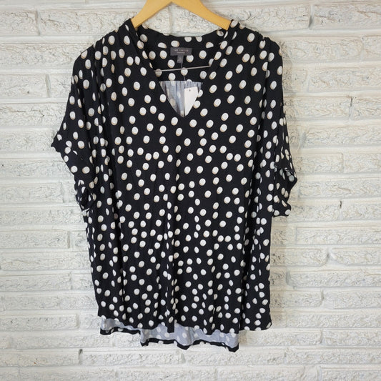 The Limited Plus Size 3X Tunic Top V-Neck Short Sleeve Geometric Black White
