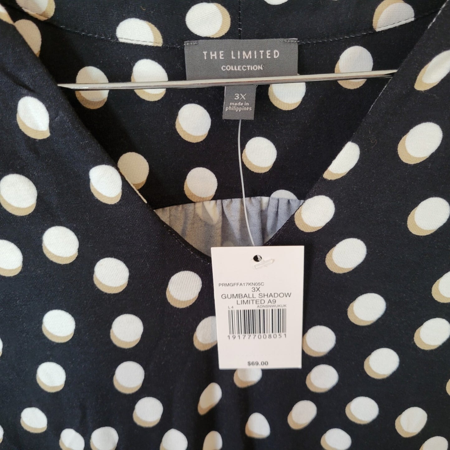 The Limited Plus Size 3X Tunic Top V-Neck Short Sleeve Geometric Black White