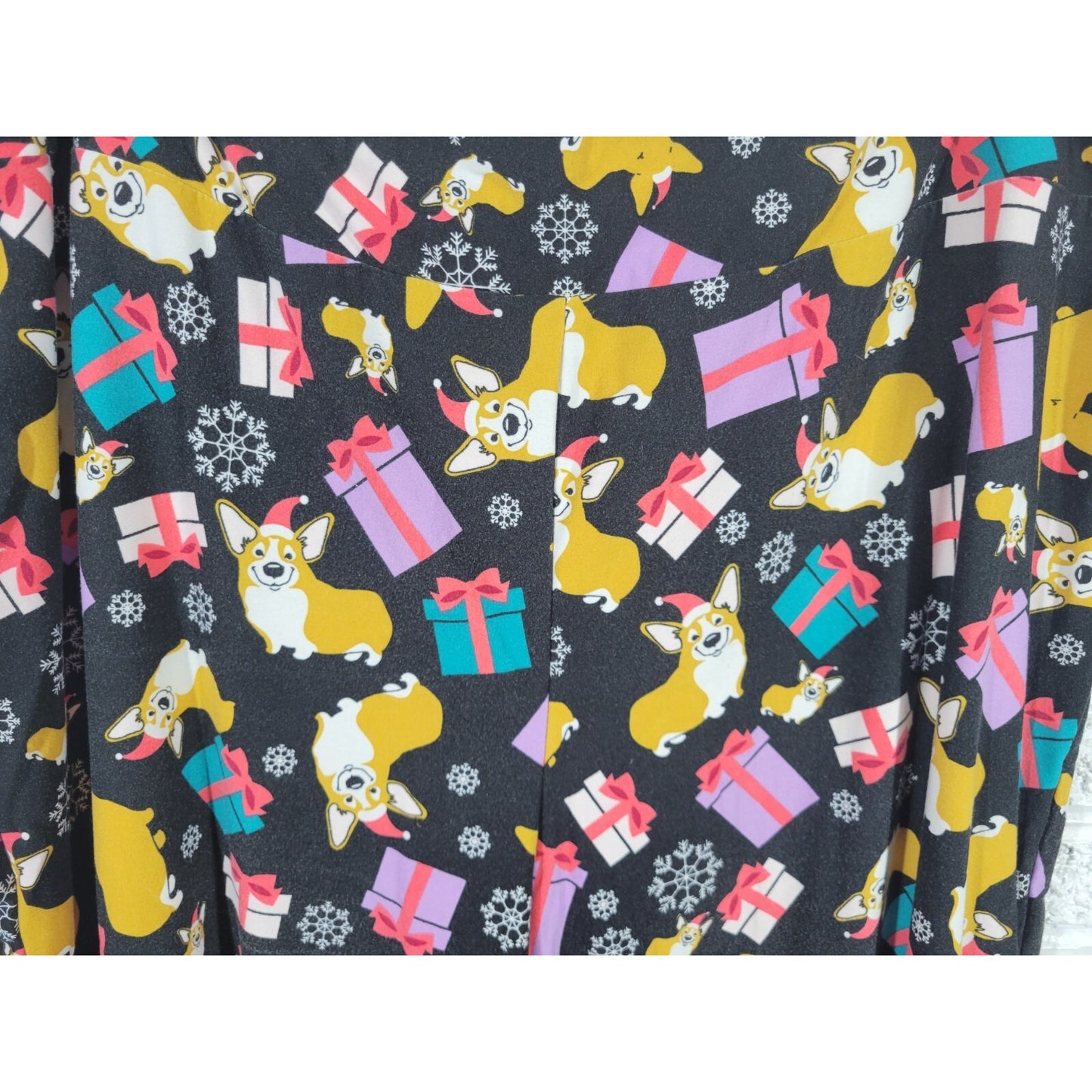 Christmas Terra Sky Womens Pants 2X Plus Pajama Corgi Dog Black Loungewear