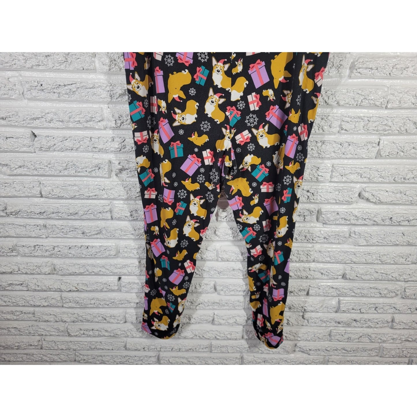 Christmas Terra Sky Womens Pants 2X Plus Pajama Corgi Dog Black Loungewear