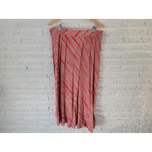 Cato Women Skirt 18W 20W Plus Pull On Maxi Red Stripe Casual Stretchy Straight