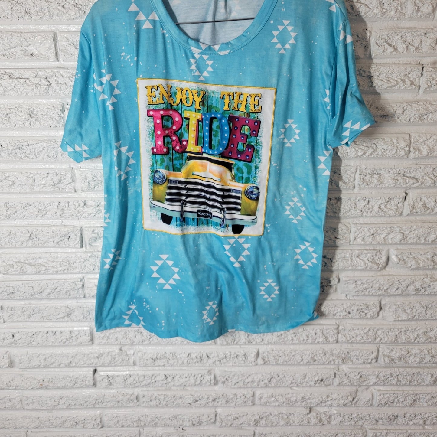 Wanderer Southern Grace Womens Top XL Tee Enjoy the Ride Pickup Truck Blue