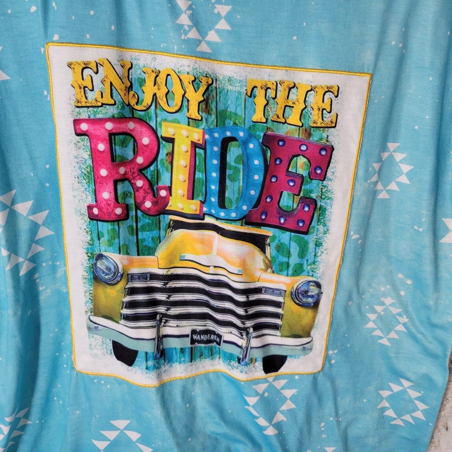 Wanderer Southern Grace Womens Top XL Tee Enjoy the Ride Pickup Truck Blue