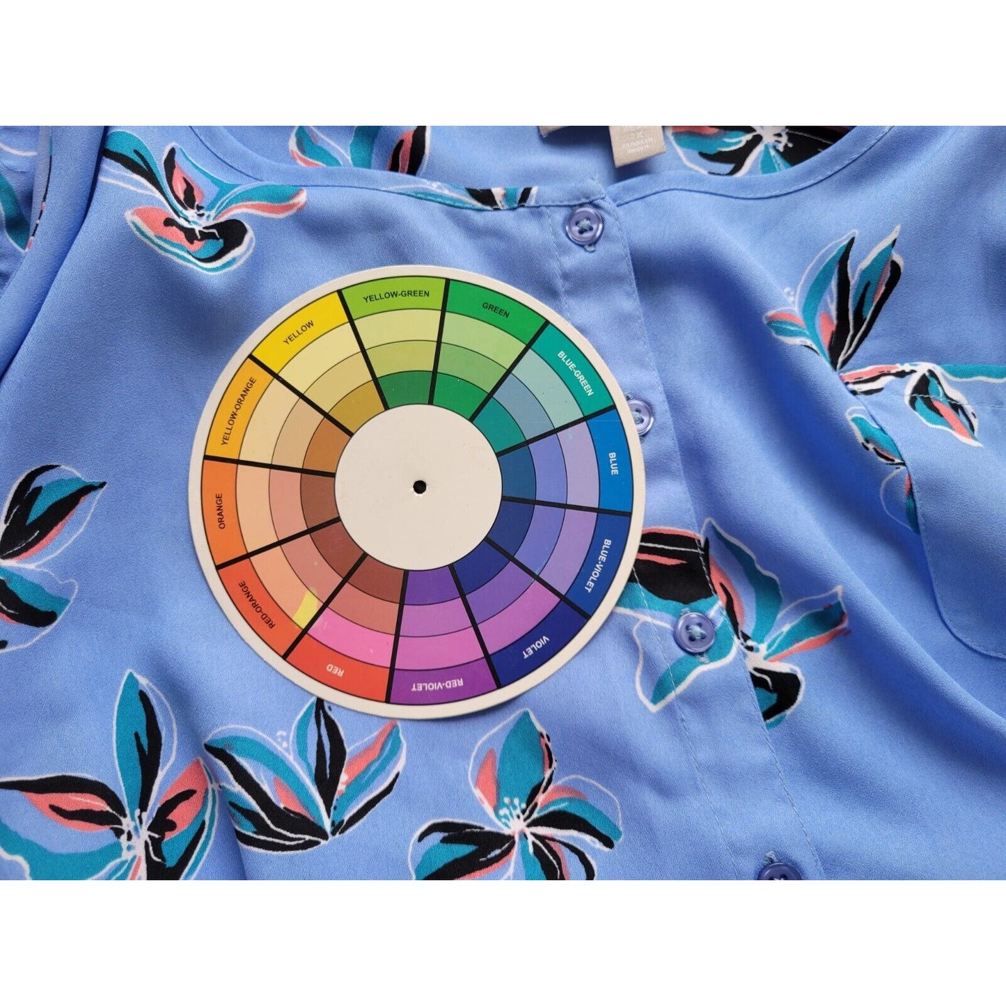 Woman Within Womens Top 2X Sleeveless Blue Floral Pocket Polyester Lightweight