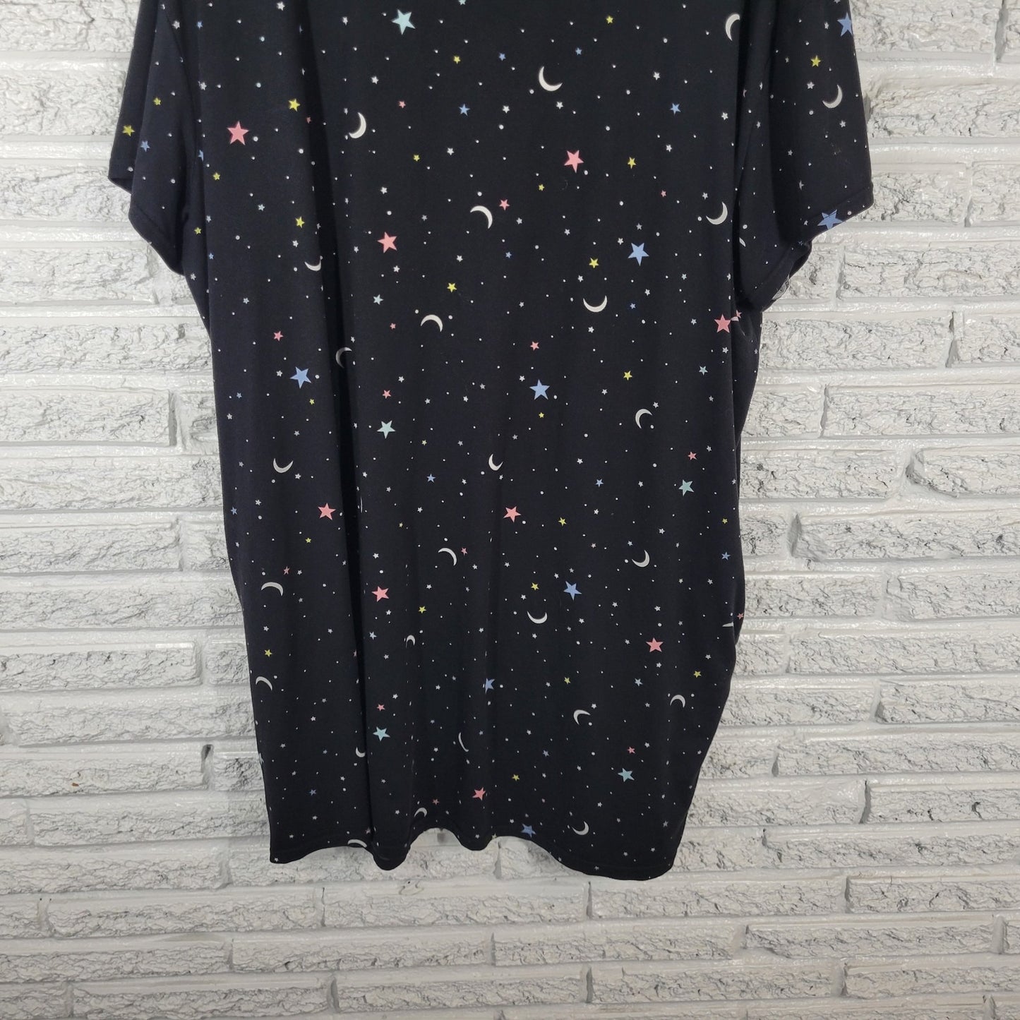 Joyspun Womens Pajama Top 2X 3X Gown Black Night Sky Pockets Loungewear Comfy