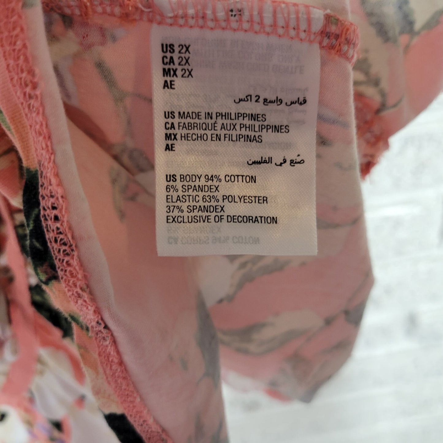 INC International Concepts Womens Top 2X Plus Swing Pink Floral Ruffle Casual