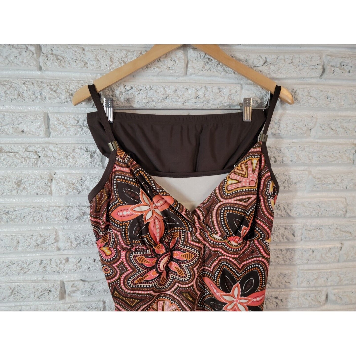 Avenue Womens Swimsuit 20 Tankini Two Piece Floral Layered Spaghetti Strap Bra
