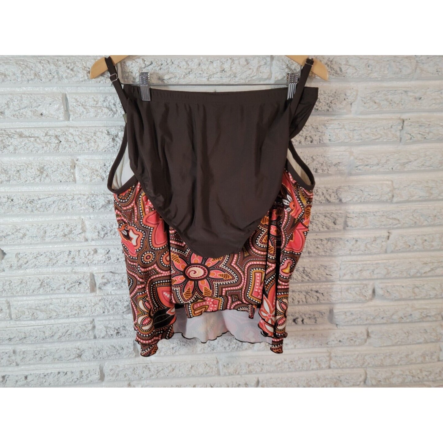 Avenue Womens Swimsuit 20 Tankini Two Piece Floral Layered Spaghetti Strap Bra